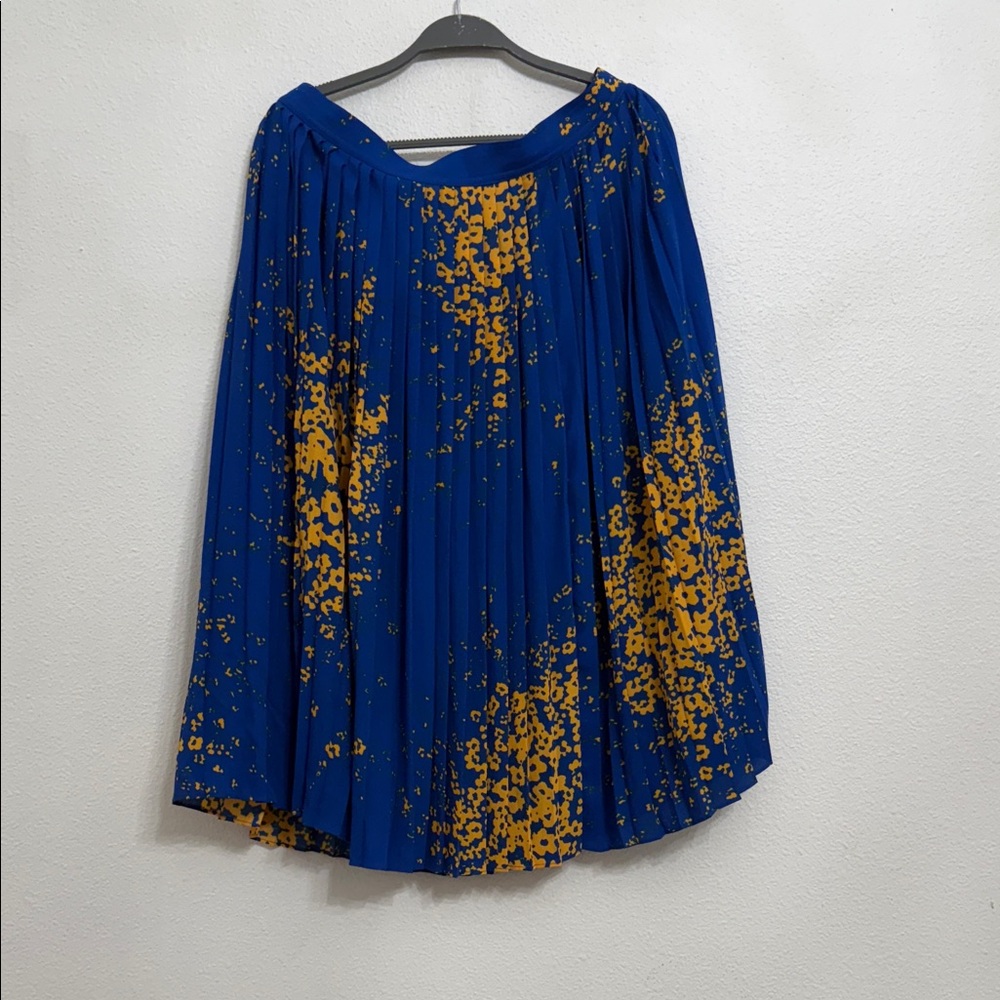 J. Crew Blue and Yellow A-Line Skirt